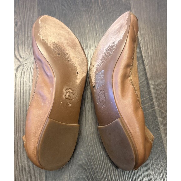 Tory Burch Jolie Tan Beige Leather Patent Cap Toe Ballet Flats Womens Size 11 M - Picture 8 of 8